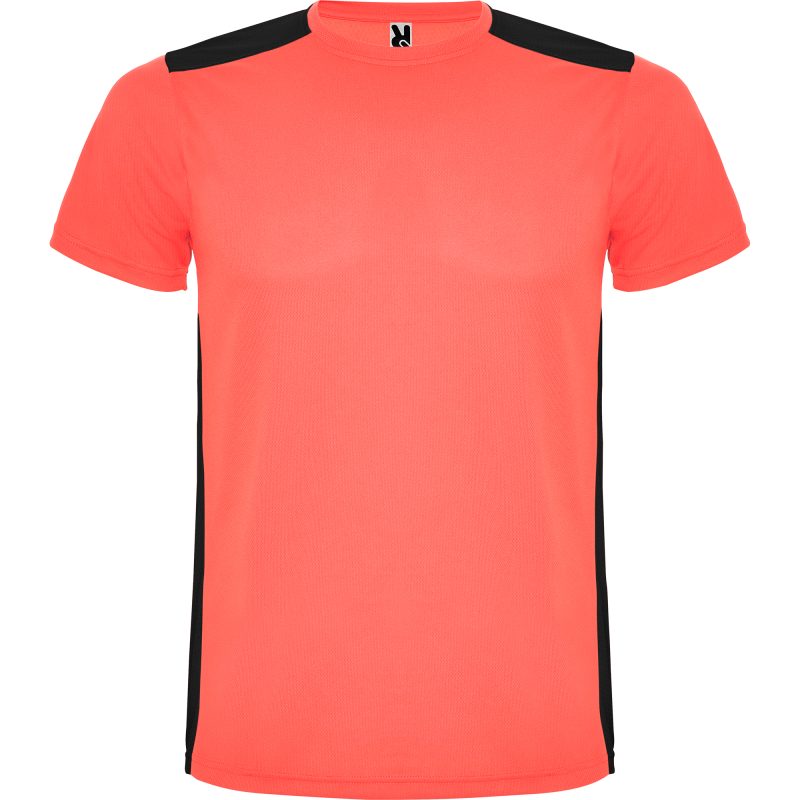 Camiseta Detroit Roly - Coral Fluor/Negro