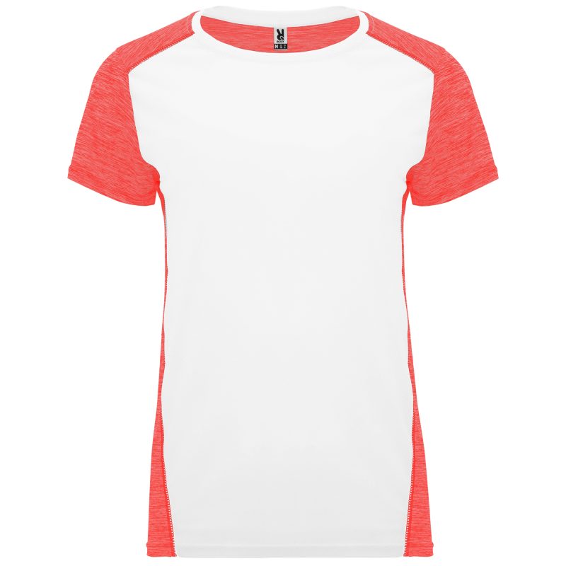 Camiseta Zolder Woman Roly - Blanco/Coral Fluor Vigore