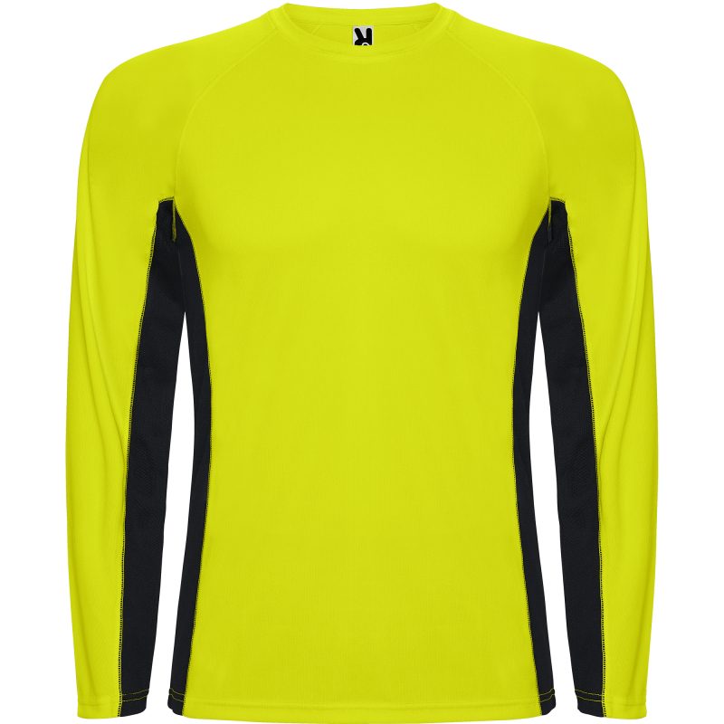 Camiseta Shanghai L/S Roly - Amarillo Fluor/ Negro