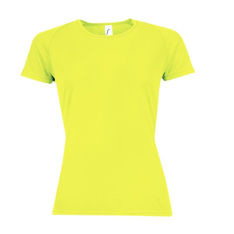 Camiseta De Mujer Mangas Raglán Sporty Women Sols - Amarillo Neon - Sols