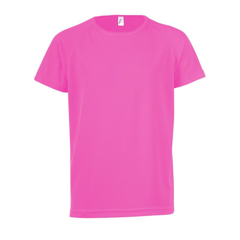 Camiseta Niños Mangas Raglan Sporty Kids Sols - Rosa Fluor 2 - Sols