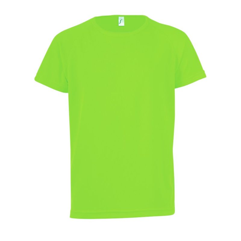 Camiseta Niños Mangas Raglan Sporty Kids Sols - Verde Neón - Sols