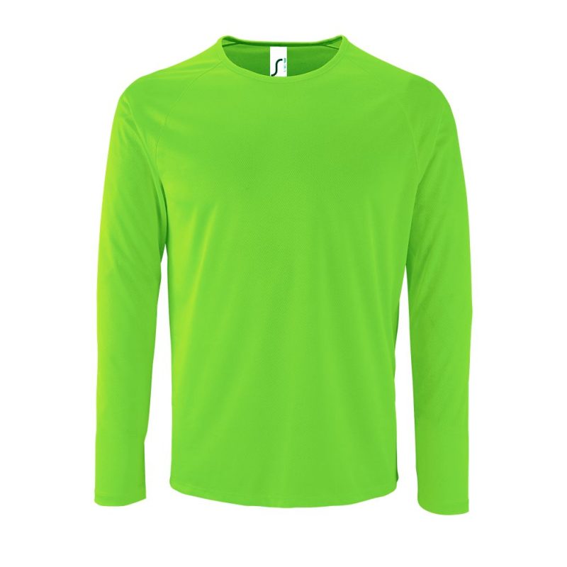 Camiseta De Deporte De Manga Larga De Hombre Sporty Lsl Men Sols - Verde Neón - Sols