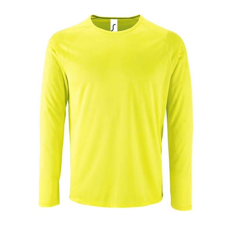 Camiseta De Deporte De Manga Larga De Hombre Sporty Lsl Men Sols - Amarillo Neon - Sols
