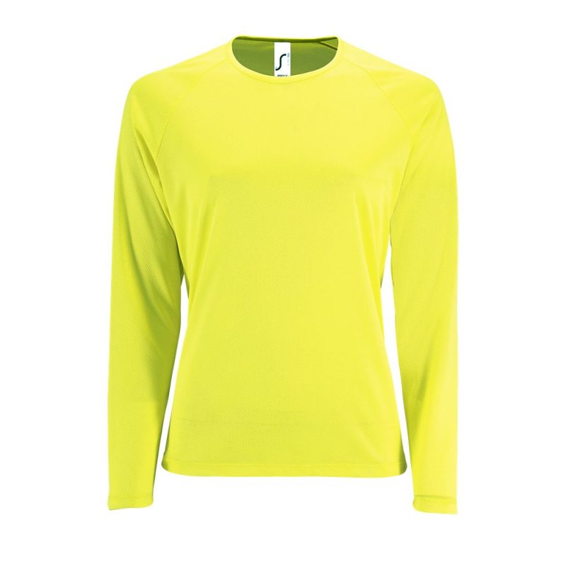 Camiseta De Deporte De Manga Larga De Mujer Sporty Lsl Women Sols - Amarillo Neon - Sols