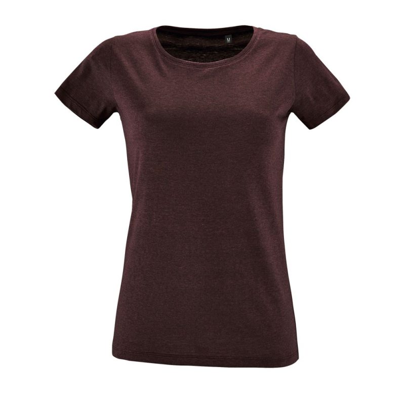 Camiseta Ajustada De Mujer Con Cuello Redondo Regent Fit Women Sols - Oxblood Jaspeado - Sols