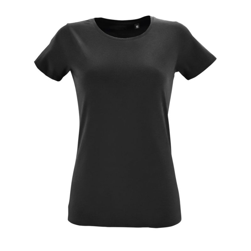 Camiseta Ajustada De Mujer Con Cuello Redondo Regent Fit Women Sols - Negro Profundo - Sols