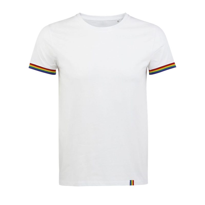 Camiseta Hombre Manga Corta Acabados Colores Rainbow Men Sols - Blanco Multicolor - Sols