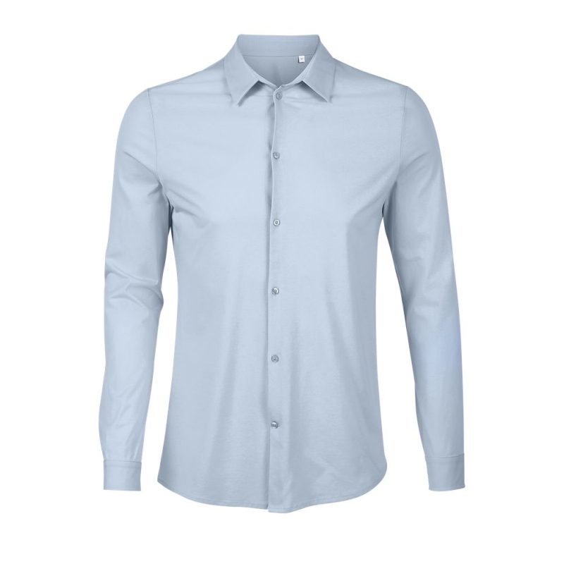 Camisa Para Hombre De Punto Liso Mercerizado Neoblu Balthazar Men Sols - Azul Claro - Sols