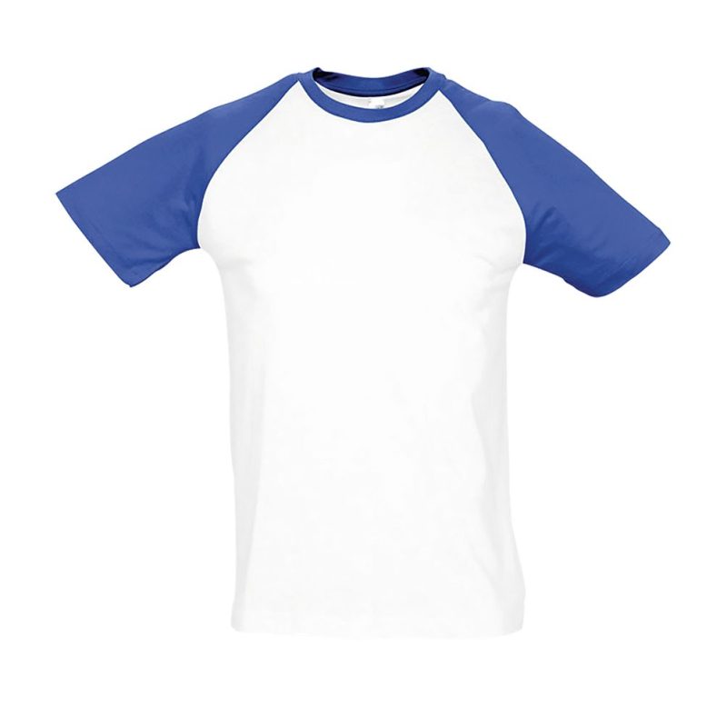 Camiseta Hombre Bicolor Manga Raglán Funky Sols - Blanco Azul Royal - Sols