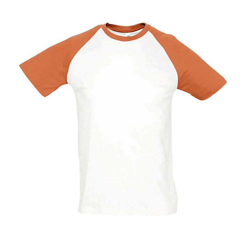 Camiseta Hombre Bicolor Manga Raglán Funky Sols - Blanco Naranja - Sols