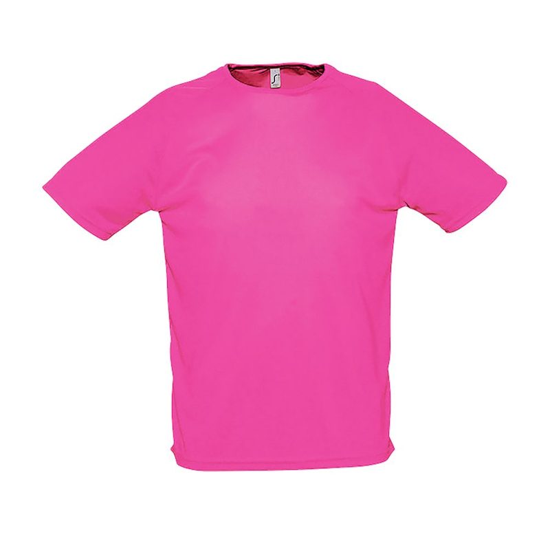 Camiseta Hombre Manga Raglán Sporty Sols - Rosa Fluor 2 - Sols