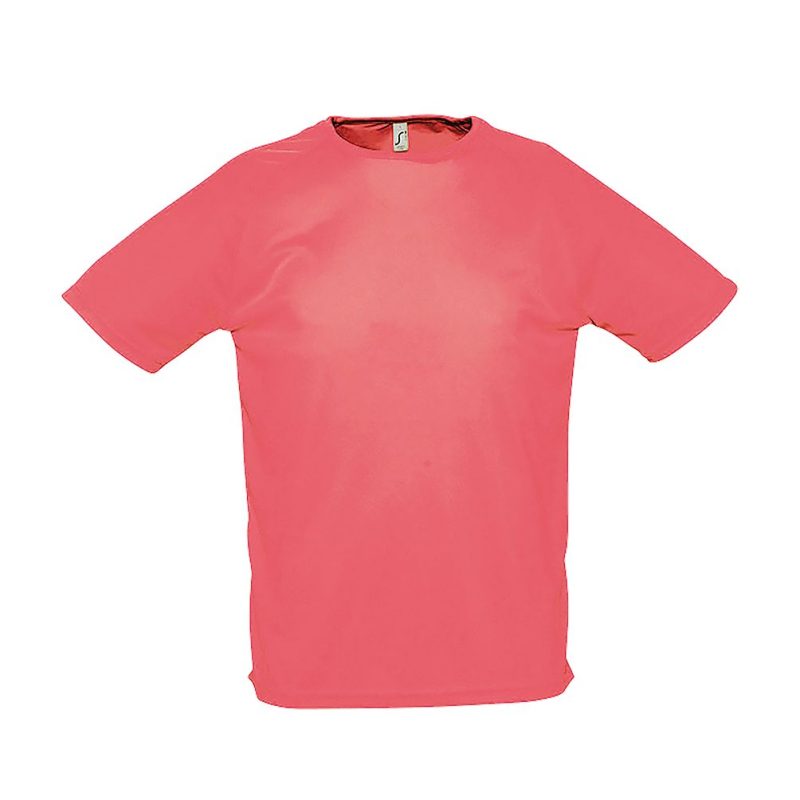Camiseta Hombre Manga Raglán Sporty Sols - Neón Coral - Sols