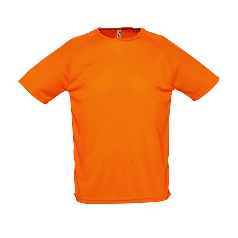 Camiseta Hombre Manga Raglán Sporty Sols - Naranja Fluor - Sols