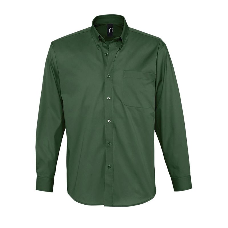 Camisa Algodón Twill Hombre Manga Larga Bel-Air Sols - Verde Botella - Sols