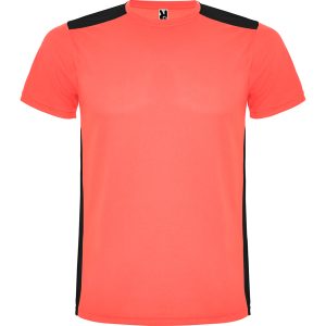 Camiseta Detroit Roly - Coral fluor/negro