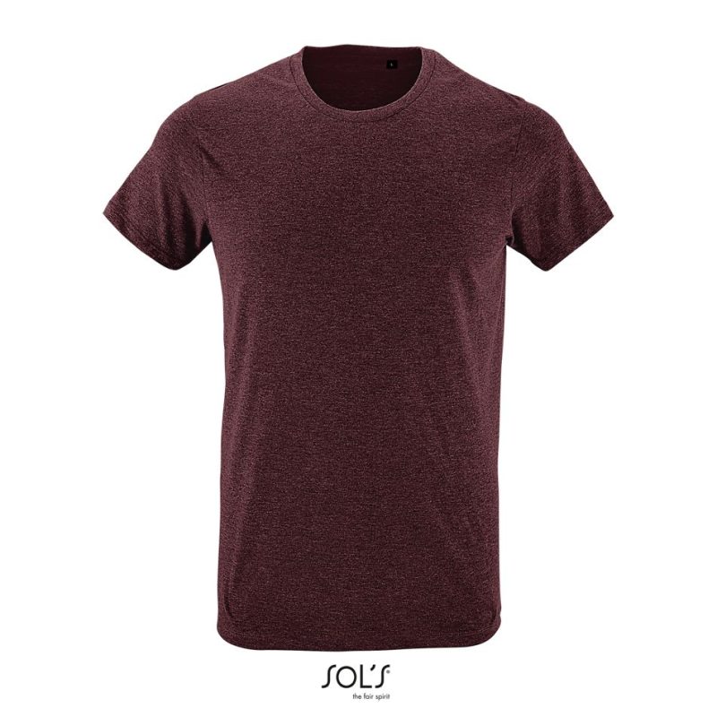Camiseta Ajustada Hombre Cuello Redondo Regent Fit Sols - Oxblood Jaspeado - Sols