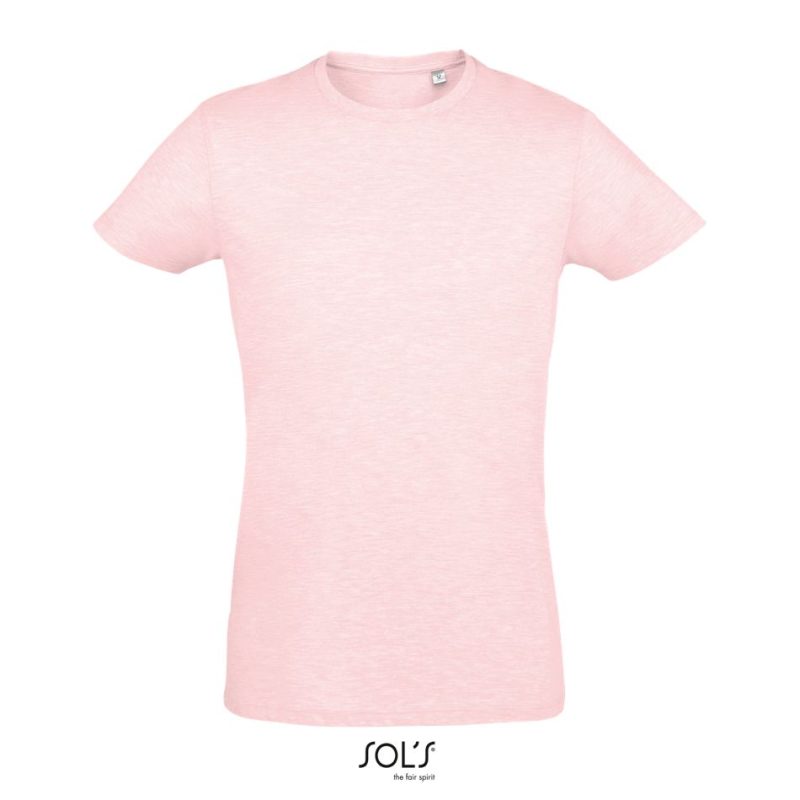 Camiseta Ajustada Hombre Cuello Redondo Regent Fit Sols - Rosa Jaspeado - Sols