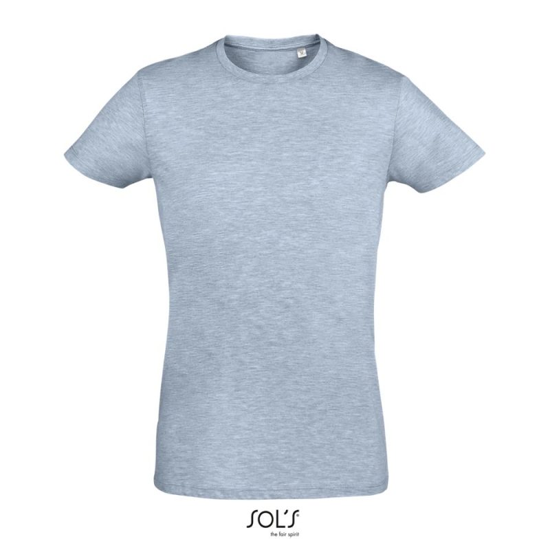 Camiseta Ajustada Hombre Cuello Redondo Regent Fit Sols - Azul Cielo Jaspeado - Sols