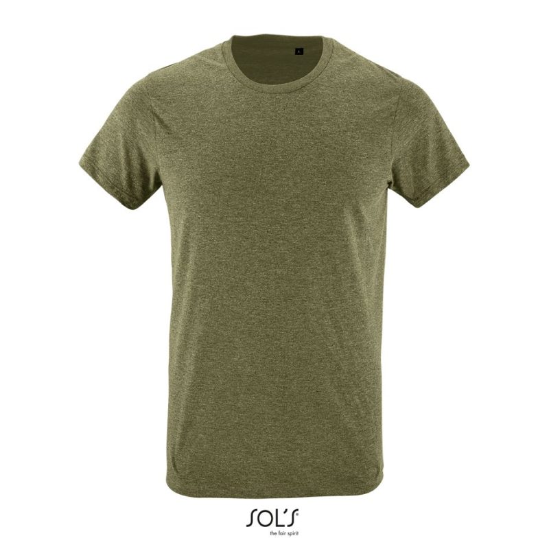 Camiseta Ajustada Hombre Cuello Redondo Regent Fit Sols - Caqui Jaspeado - Sols