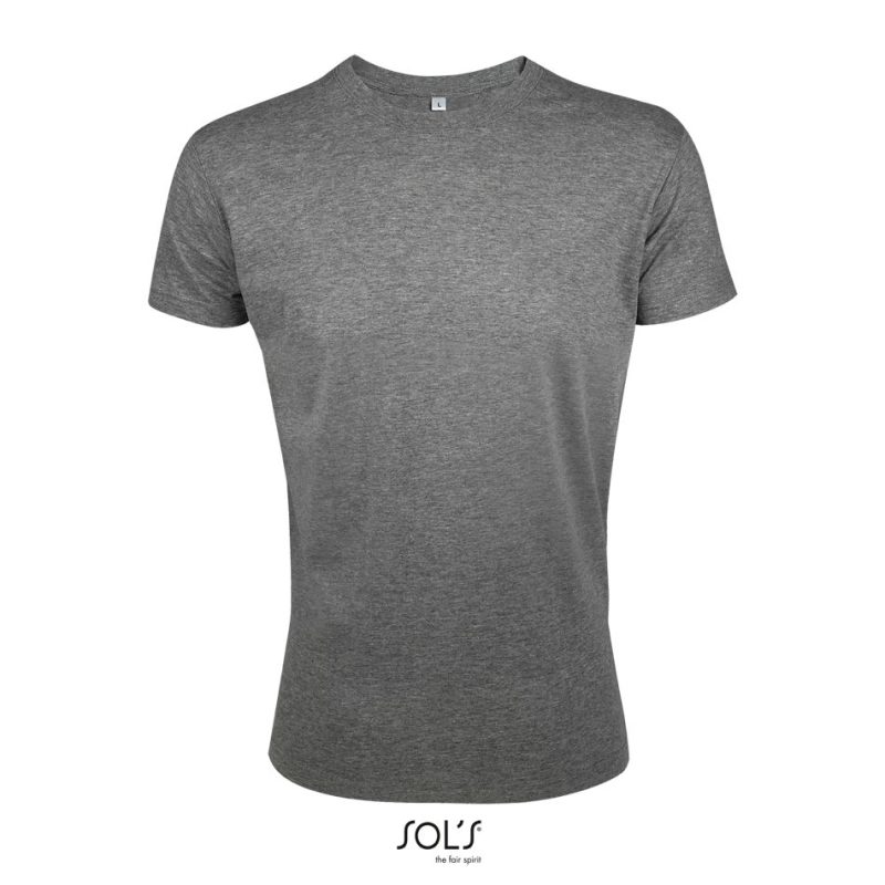 Camiseta Ajustada Hombre Cuello Redondo Regent Fit Sols - Gris Mezcla - Sols