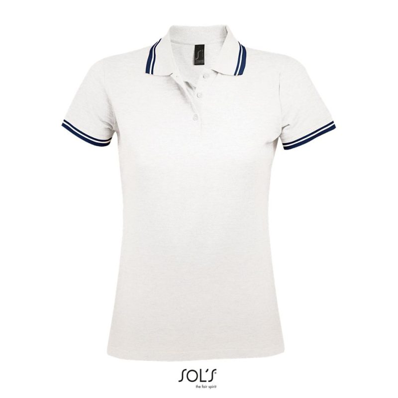 Polo Para Mujer Pasadena Women Sols - Blanco Azul Marino - Sols