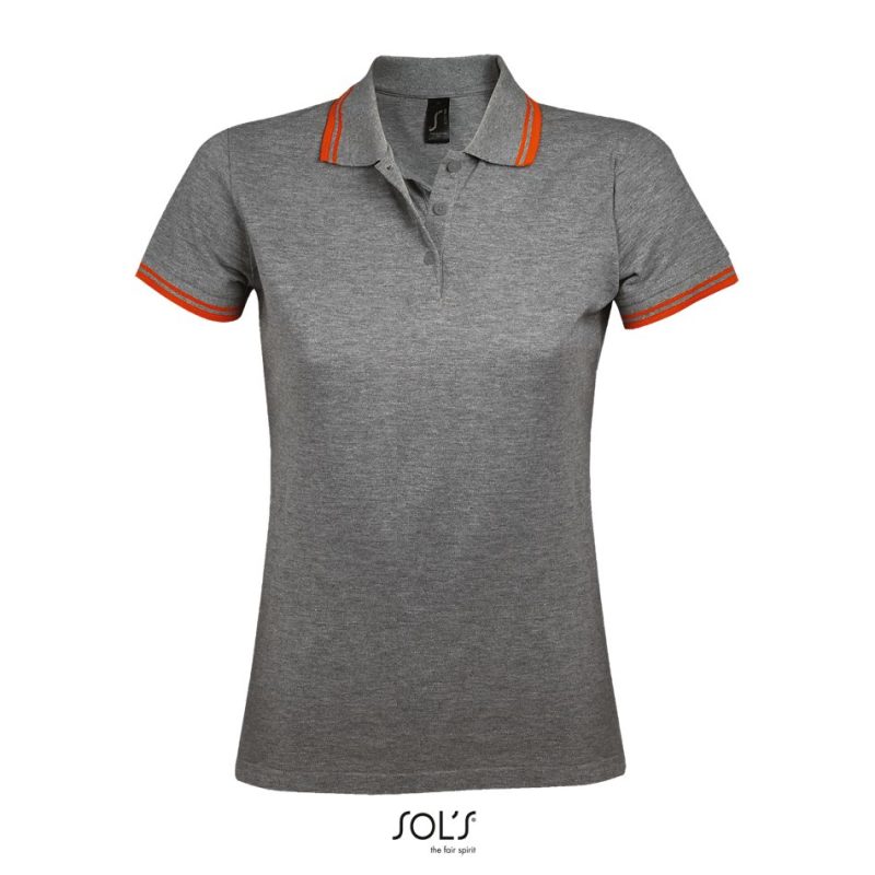 Polo Para Mujer Pasadena Women Sols - Gris Mezcla Naranja - Sols