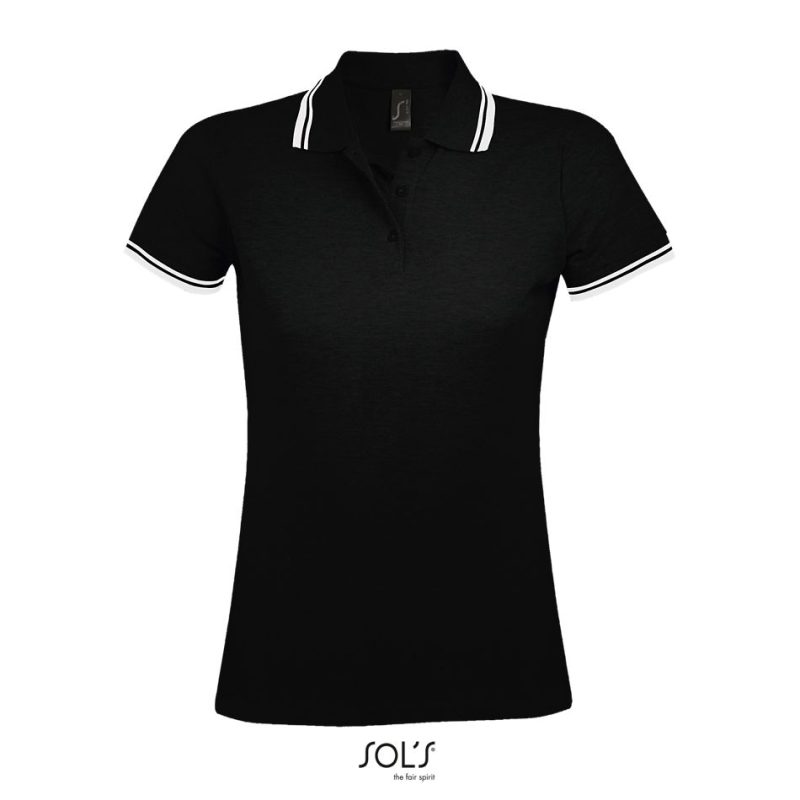 Polo Para Mujer Pasadena Women Sols - Negro Blanco - Sols