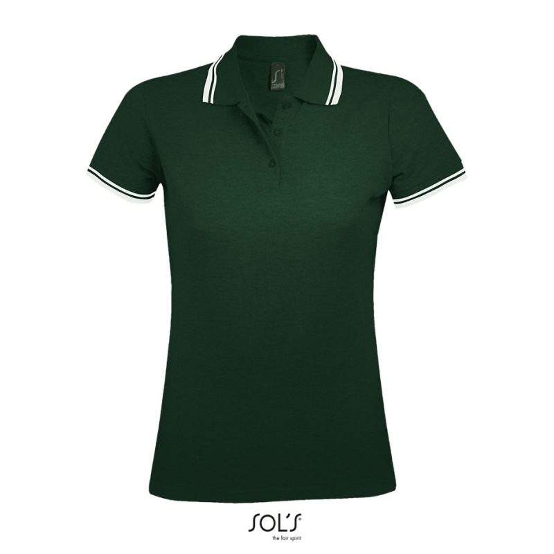 Polo Para Mujer Pasadena Women Sols - Verde Bosque Blanco - Sols