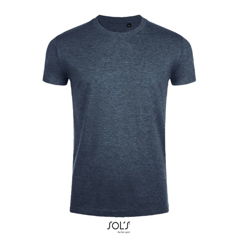 Camiseta Ajustada Hombre Cuello Redondo Imperial Fit Sols - Denim Jaspeado - Sols