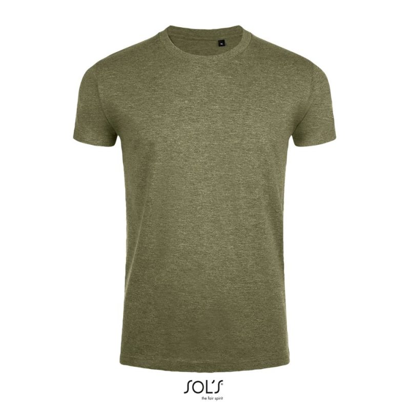 Camiseta Ajustada Hombre Cuello Redondo Imperial Fit Sols - Caqui Jaspeado - Sols