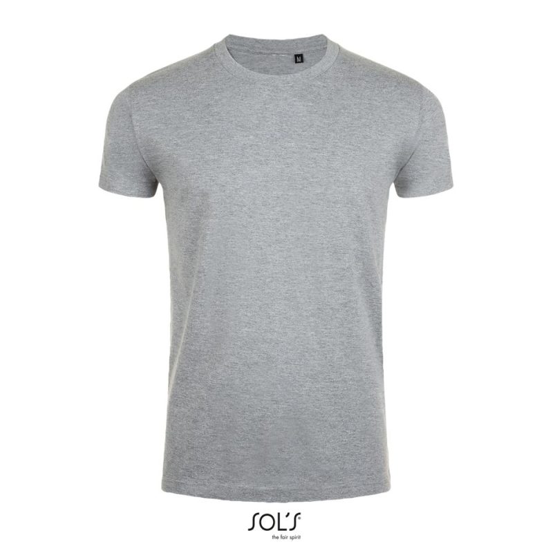 Camiseta Ajustada Hombre Cuello Redondo Imperial Fit Sols - Gris Mezcla - Sols
