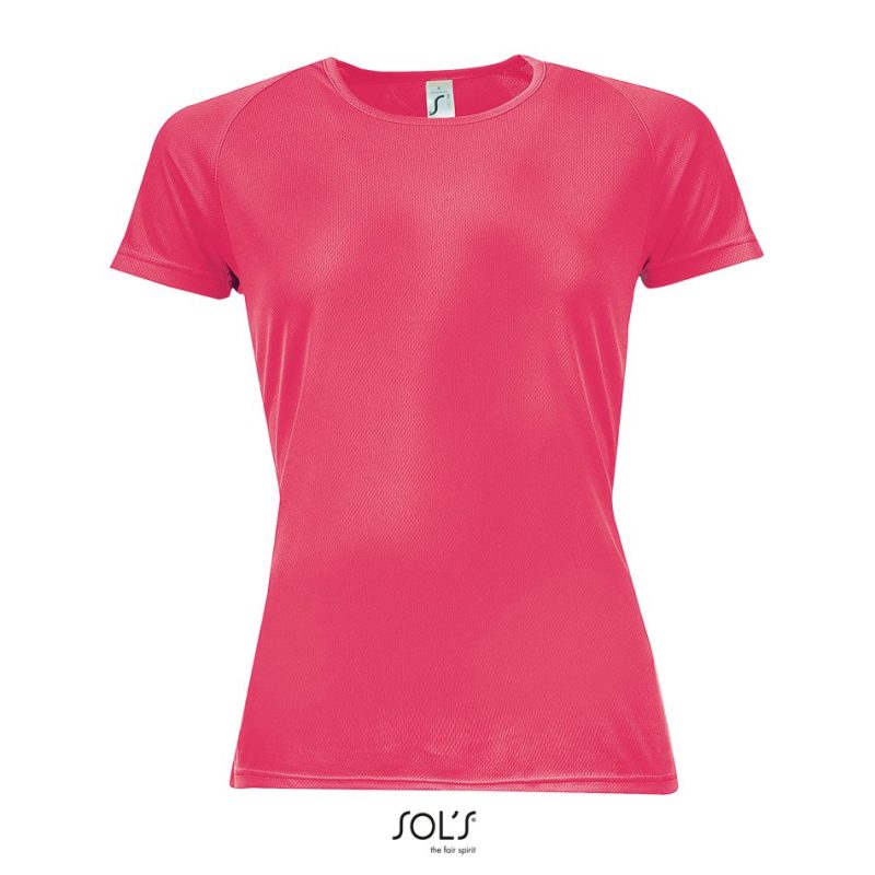 Camiseta De Mujer Mangas Raglán Sporty Women Sols - Neón Coral - Sols