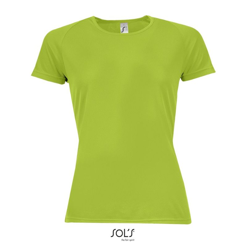 Camiseta De Mujer Mangas Raglán Sporty Women Sols - Verde Manzana - Sols