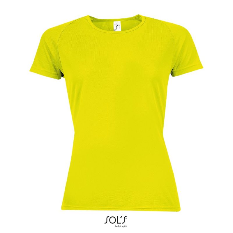 Camiseta De Mujer Mangas Raglán Sporty Women Sols - Amarillo Neon - Sols
