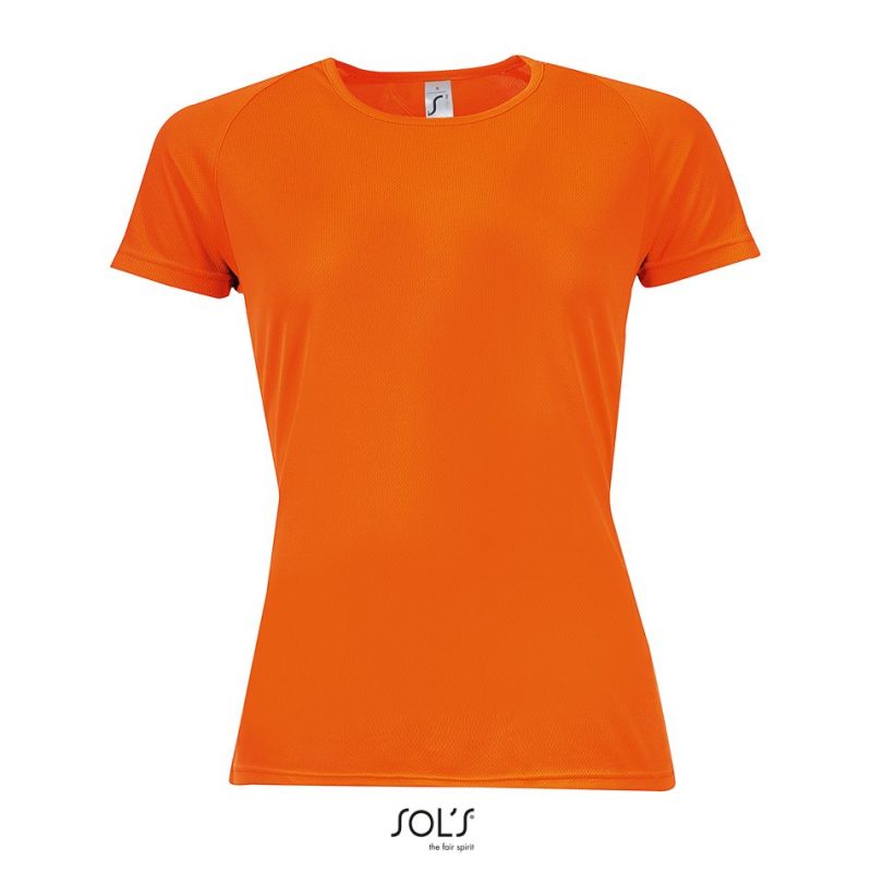 Camiseta De Mujer Mangas Raglán Sporty Women Sols - Naranja Fluor - Sols