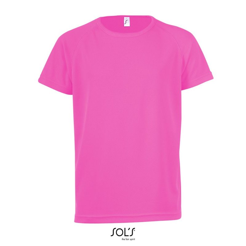 Camiseta Niños Mangas Raglán Sporty Kids Sols - Rosa Fluor 2 - Sols