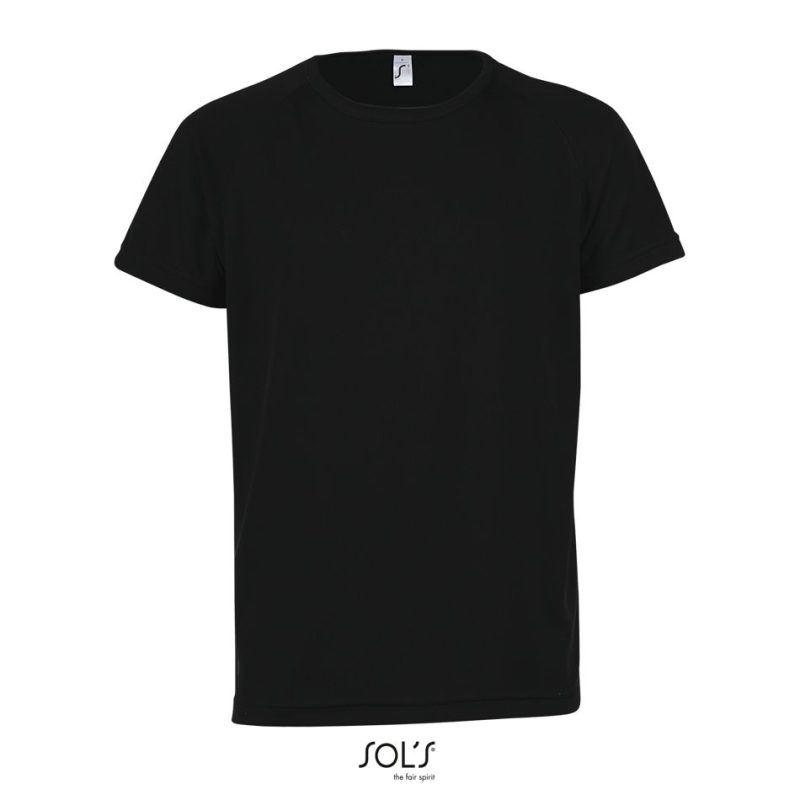 Camiseta Niños Mangas Raglán Sporty Kids Sols - Negro - Sols