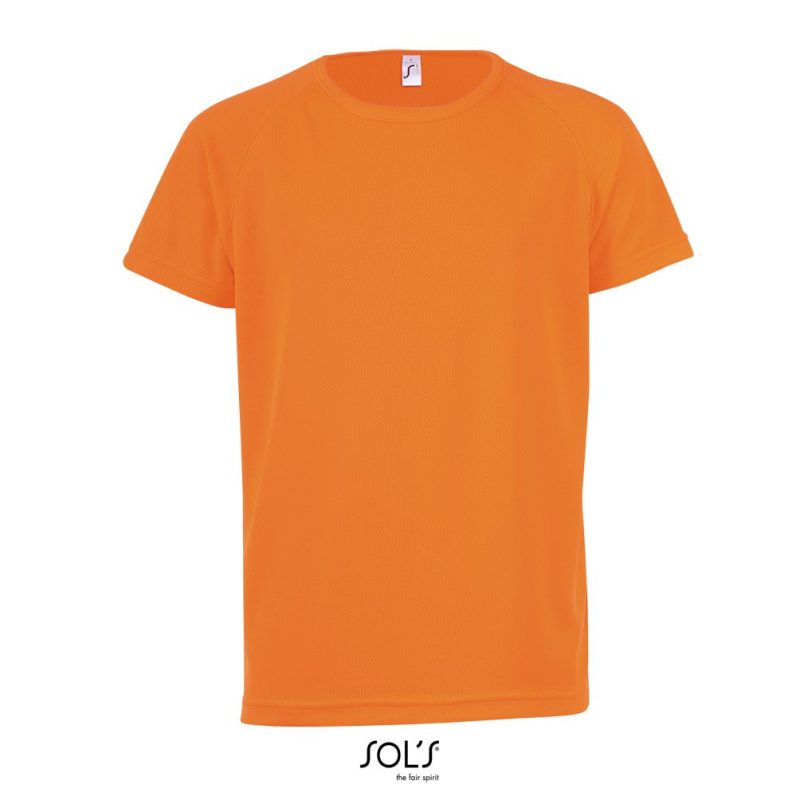 Camiseta Niños Mangas Raglán Sporty Kids Sols - Naranja Fluor - Sols
