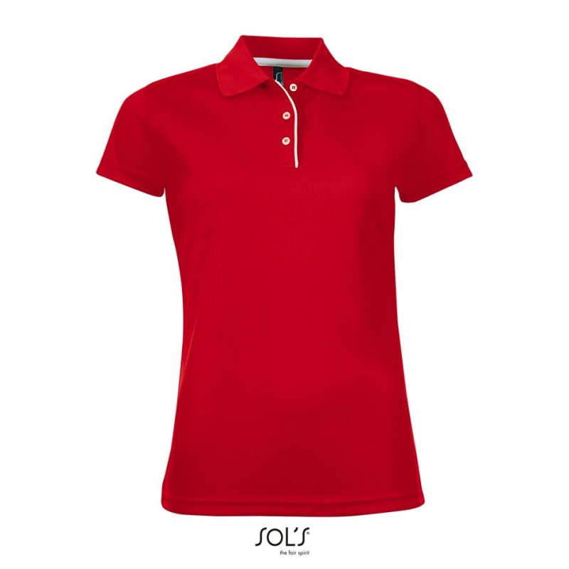 Polo De Deporte Para Mujer Performer Women Sols - Rojo - Sols