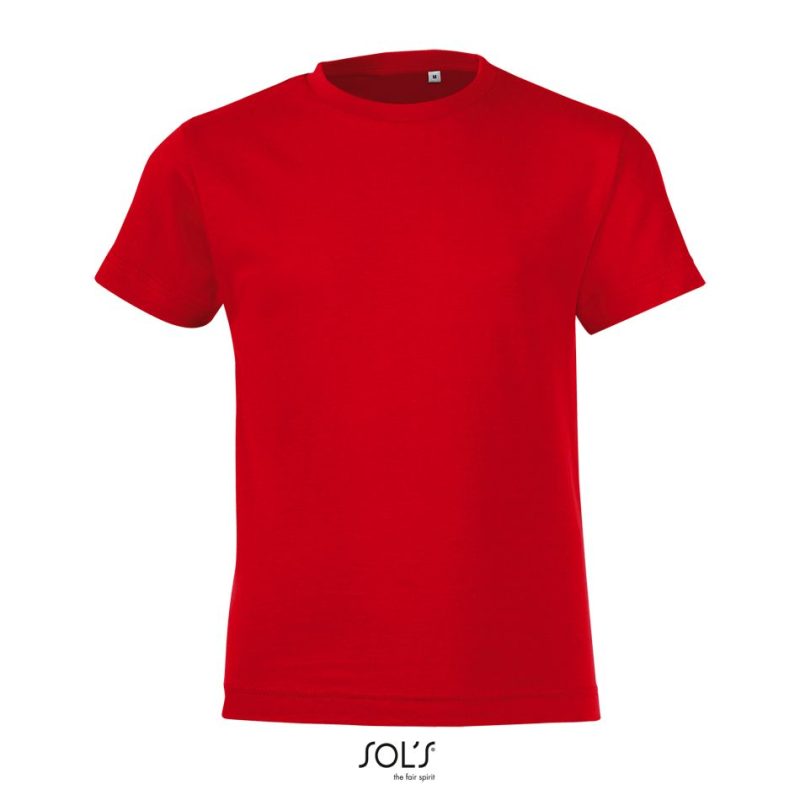 Camiseta Niños Cuello Redondo Regent Fit Kids Sols - Rojo - Sols