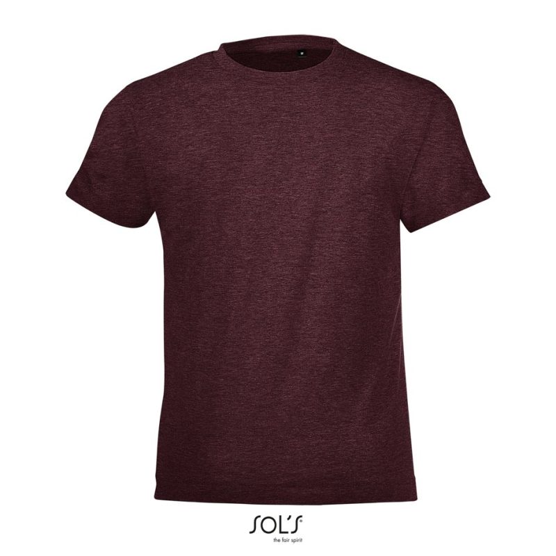 Camiseta Niños Cuello Redondo Regent Fit Kids Sols - Oxblood Jaspeado - Sols