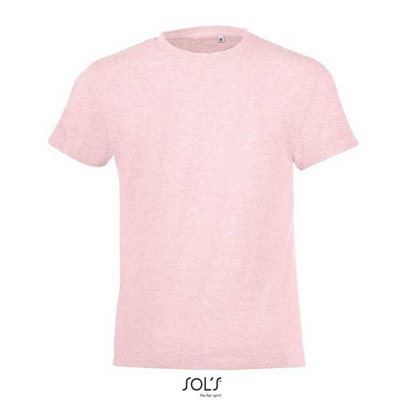 Camiseta Niños Cuello Redondo Regent Fit Kids Sols - Rosa Jaspeado - Sols