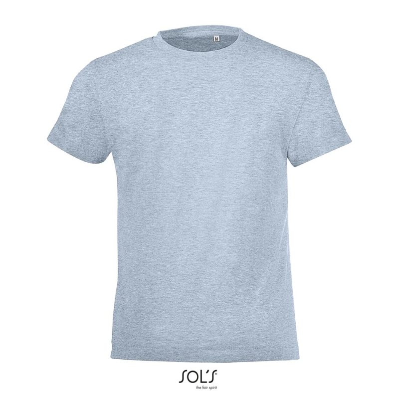 Camiseta Niños Cuello Redondo Regent Fit Kids Sols - Azul Cielo Jaspeado - Sols
