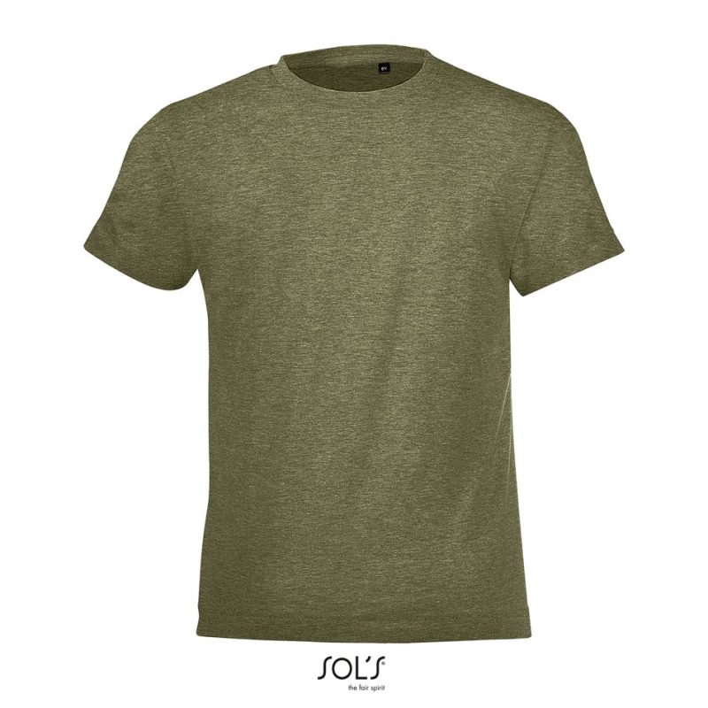 Camiseta Niños Cuello Redondo Regent Fit Kids Sols - Caqui Jaspeado - Sols