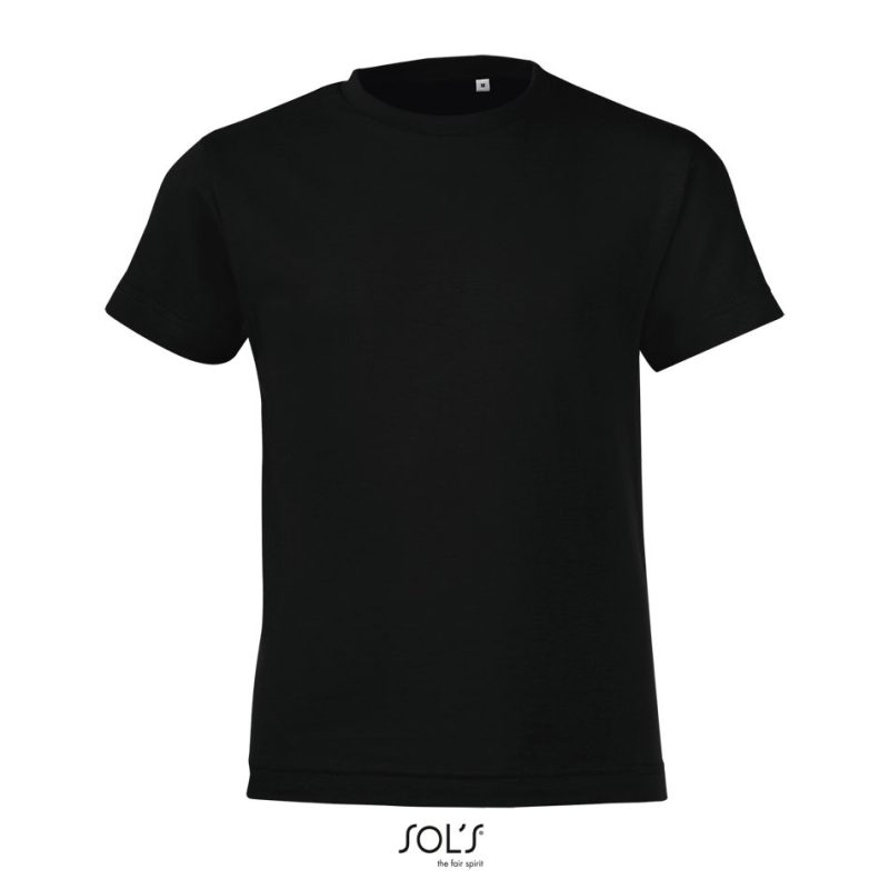 Camiseta Niños Cuello Redondo Regent Fit Kids Sols - Negro Profundo - Sols