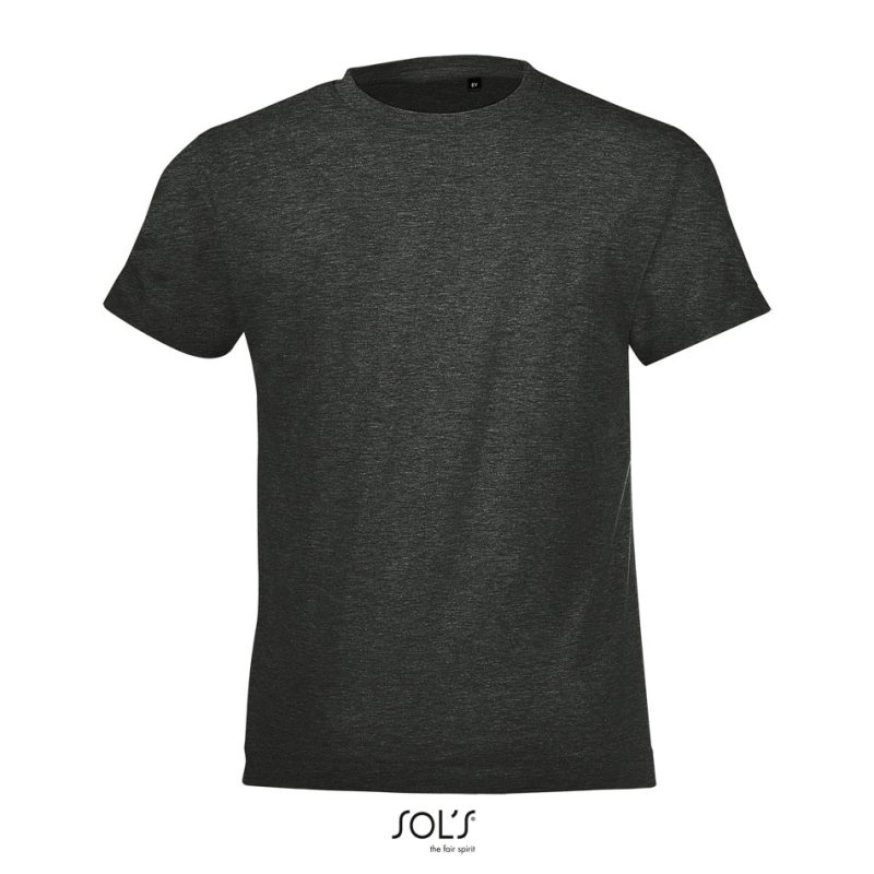 Camiseta Niños Cuello Redondo Regent Fit Kids Sols - Antracita Mezcla - Sols