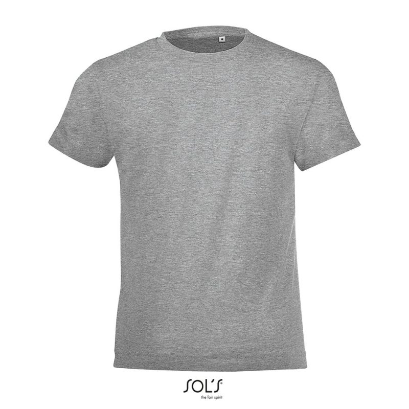 Camiseta Niños Cuello Redondo Regent Fit Kids Sols - Gris Mezcla - Sols
