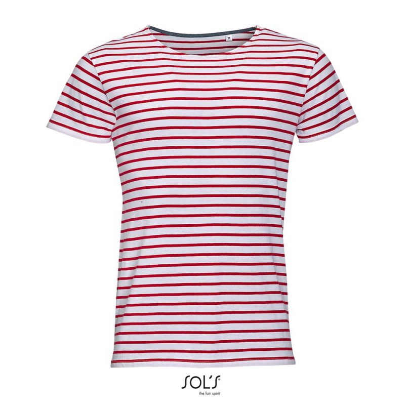 Camiseta De Cuello Redondo A Rayas Para Hombre Miles Men Sols - Blanco Rojo - Sols