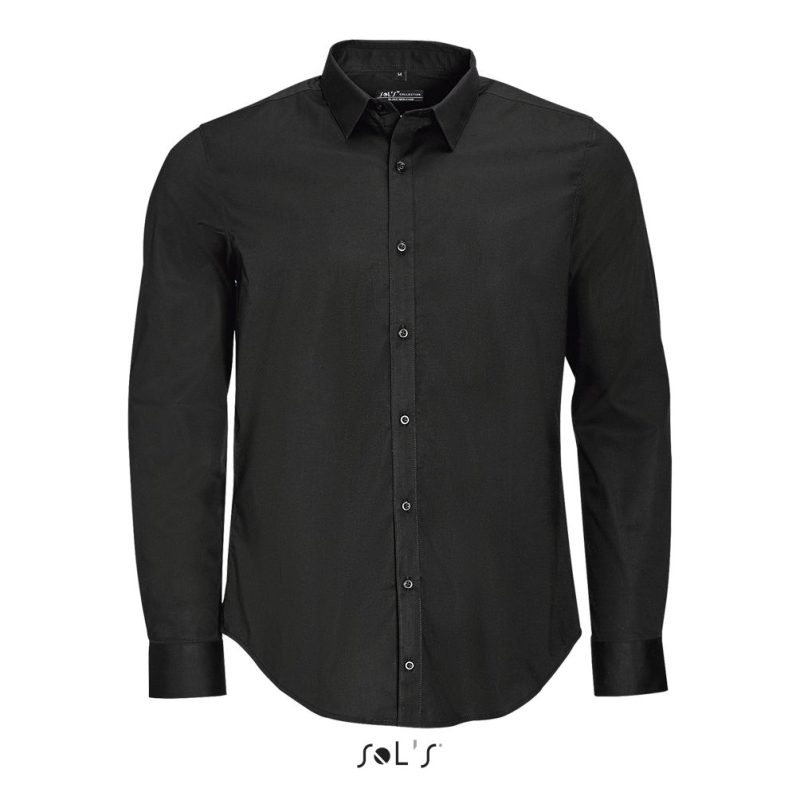 Camisa Stretch Hombre Manga Larga Blake Men Sols - Negro - Sols